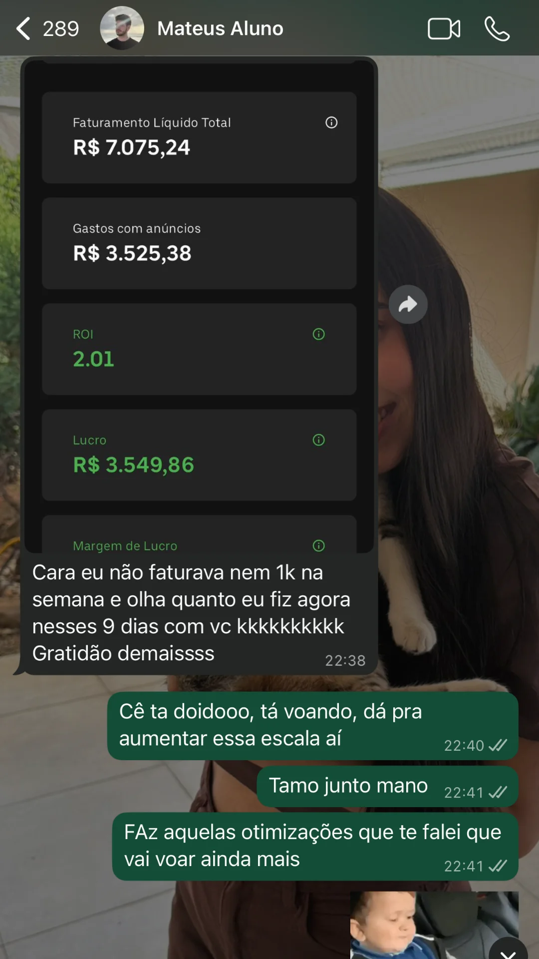 Mateus Aluno - Faturamento Líquido R$7.075,24 em 9 dias